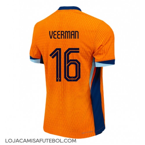 Camisa de Futebol Holanda Joey Veerman #16 Equipamento Principal Europeu 2024 Manga Curta